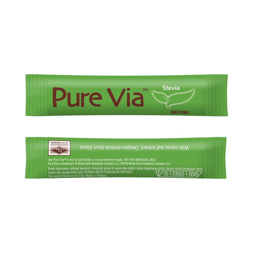 PURE VIA STEVIA Zero Calorie Sweetener (15 Sticks) - Stevia Sweetener, Sugar Free - 1 PACK