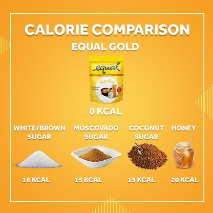 EQUAL Gold Sugarly Zero Calorie Sweetener 150g - (Keto Diet Friendly, Diabetic Friendly) - BUNDLE OF 3