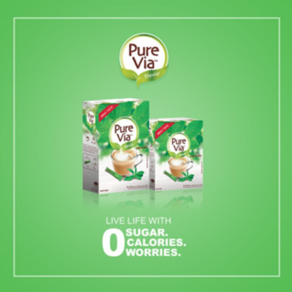 PURE VIA STEVIA Zero Calorie Sweetener (1000 Sticks) - Stevia Sweetener, Sugar Free - 1 BOX