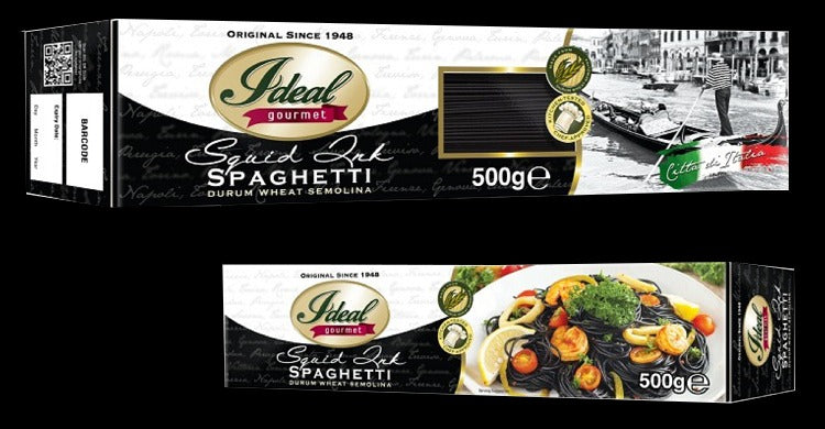 1 CASE -Idea Gourmet Pasta - SQUID INK SPAGHETTI 500g (12 pcs)