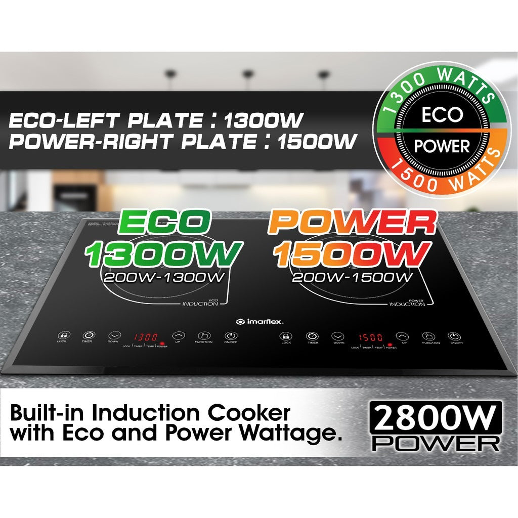IMARFLEX  IDX-3250B - Built-in Twin Induction Cooker- L 1300W / R 1500W