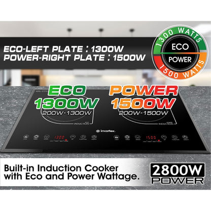 IMARFLEX  IDX-3250B - Built-in Twin Induction Cooker- L 1300W / R 1500W