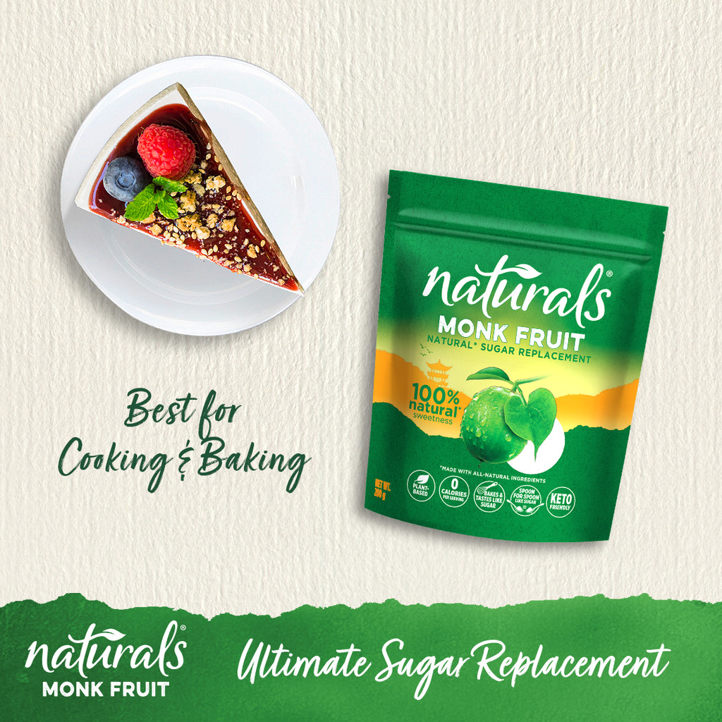 NATURALS MONK FRUIT Zero Calorie Sweetener 200g - Natural Sweetener, Sugar Free - (BUNDLE OF 3)