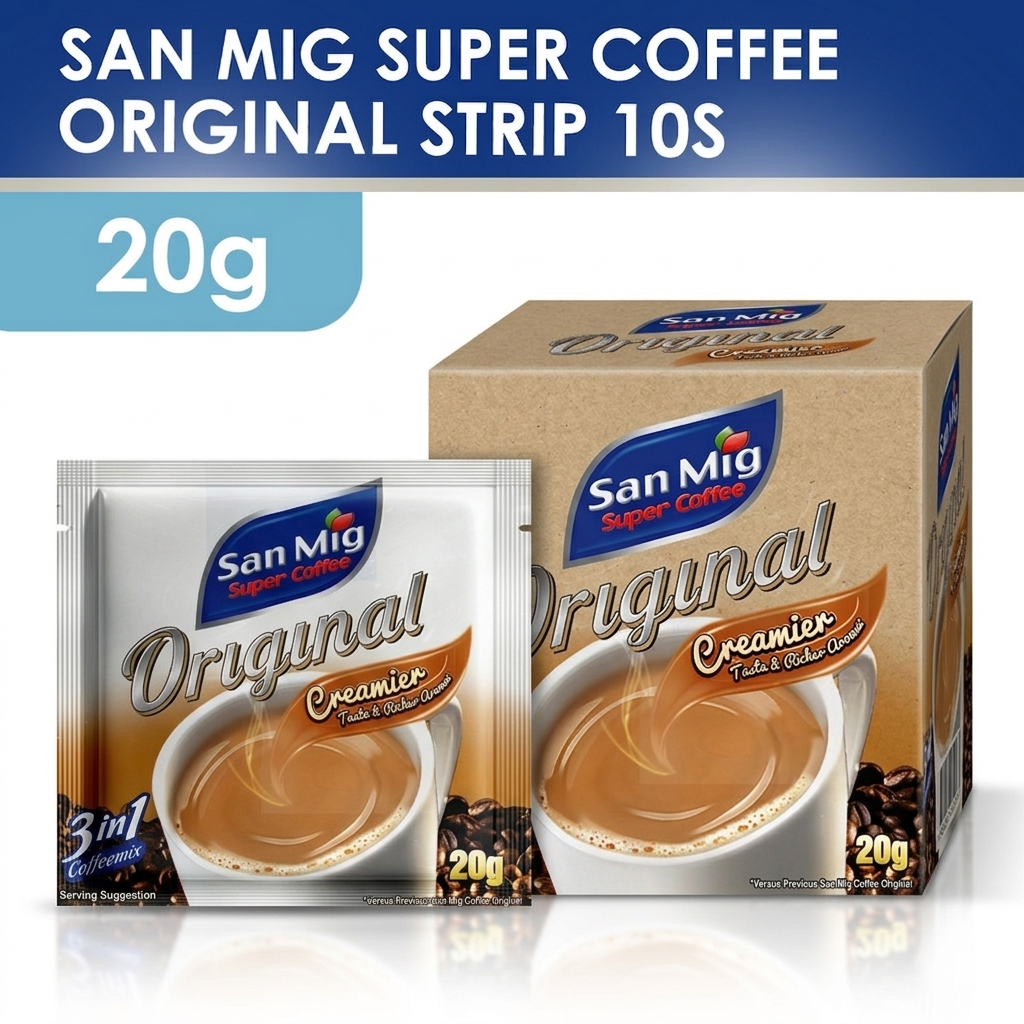 1 CASE - SAN MIG Super Coffee 3 in 1 Original Strip (20g x 10sachets) - 24 packs