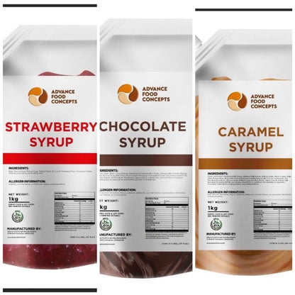BUNDLE OF 2 - [ADVANCE FOOD CONCEPT] - Chocolate, Caramel and Strawberry Syrup 1kg -