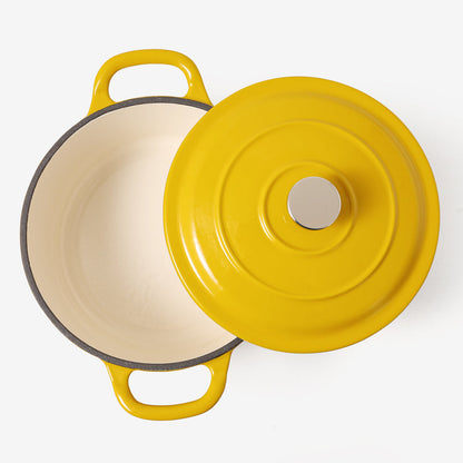 Happiness YELLOW ENAMELED CAST IRON POT - 32cm x 24cmx 11cm / 4.7kg