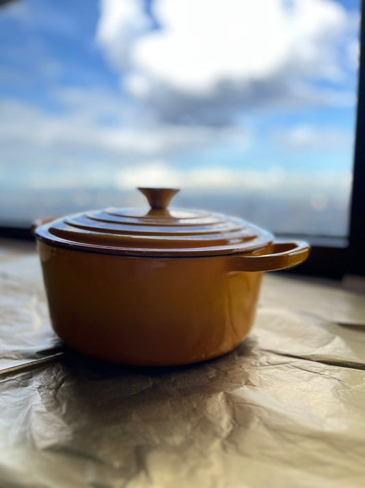 Happiness YELLOW ENAMELED CAST IRON POT - 32cm x 24cmx 11cm / 4.7kg