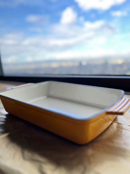 Happiness YELLOW ENAMELED CAST IRON CASSEROLE DISH - 42 x 25 x 4cm / 2.16kg