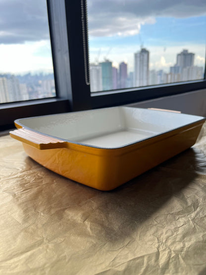 Happiness YELLOW ENAMELED CAST IRON CASSEROLE DISH - 42 x 25 x 4cm / 2.16kg