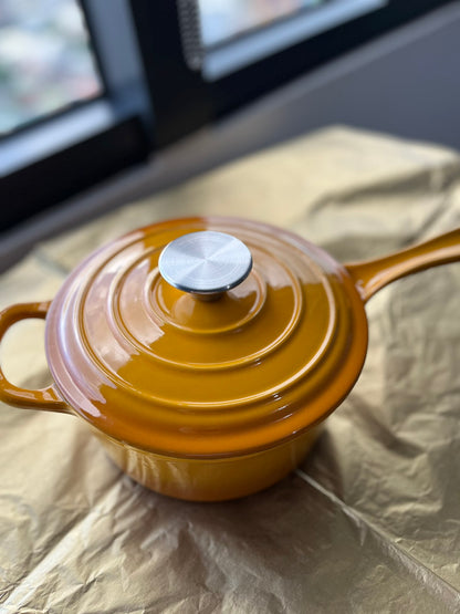 Happiness YELLOW ENAMELED CAST IRON SAUTE/SAUCE PAN - 37 x 19 x 9cm / 3.1kg