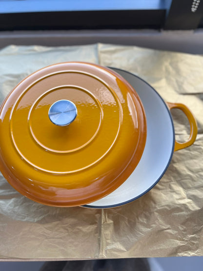 Happiness YELLOW ENAMELED CAST IRON POT - 40 x 30 x 6cm / 6.2kg
