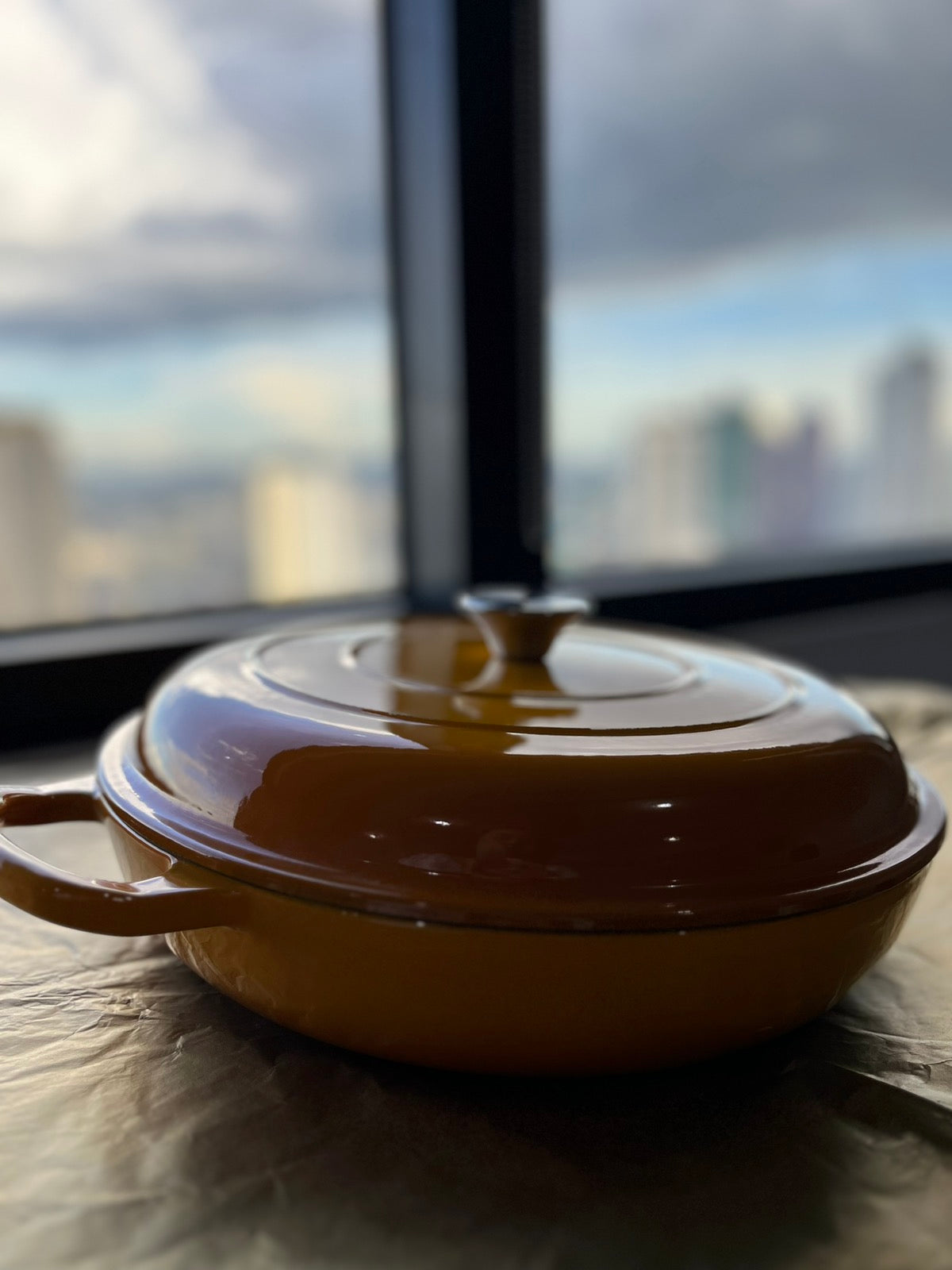 Happiness YELLOW ENAMELED CAST IRON POT - 40 x 30 x 6cm / 6.2kg