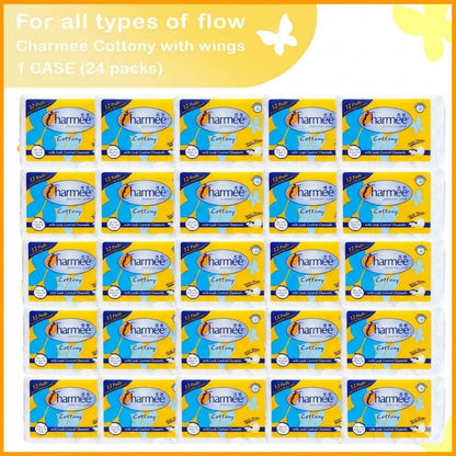 1 CASE - Charmee Cottony Sanitary Napkin for All Types of Flow w/ wings 12's (24 packs)