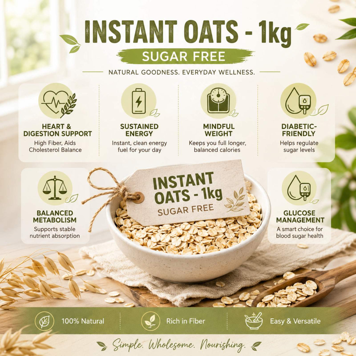 INSTANT OATS 1kg - Sugar free Healthy Oats -EXP.DATE MARCH 2027